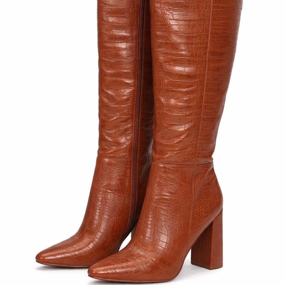 Simmi Croc Embossed Knee High Boots Size 10